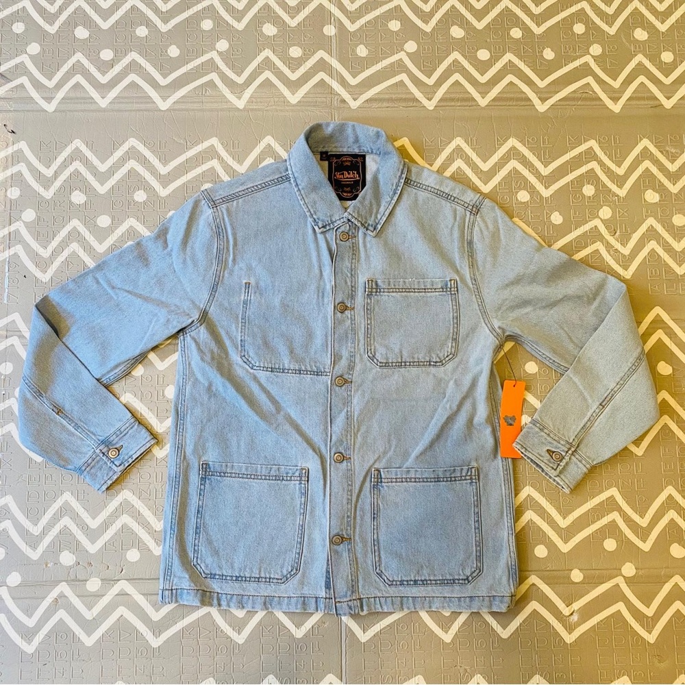 Von Dutch vintage retro embroidered denim shirt jacket Medium